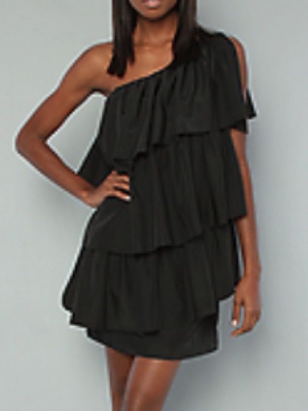 Blaque Label Black One Shoulder Tiered Dress XS